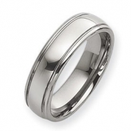 Tungsten Grooved 7mm Polished Wedding Band