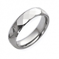 Tungsten Faceted 6mm Polished Wedding Band