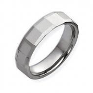 Tungsten Faceted 6mm Polished Wedding Band