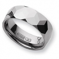 Tungsten Faceted 8mm Polished Wedding Band