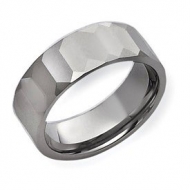 Tungsten Faceted 8mm Polished Wedding Band