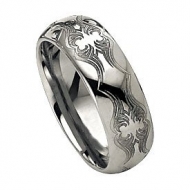 Tungsten 8mm Laser Design Wedding Band