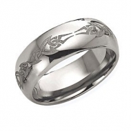 Tungsten 8mm Laser Design Wedding Band