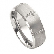 Tungsten 8mm Brushed and Polished Wedding Band