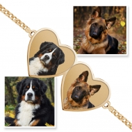 Double Hearts Photo Engrave Bracelet w  Curb Chain