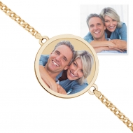 Round Photo Engrave Bracelet w  Curb Chain
