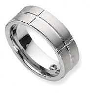 Dura Tungsten Grooved Flat 8mm Polished Wedding Band