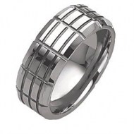 Dura Tungsten Grooved 10mm Brushed and Polished Wedding Band