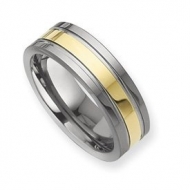 Dura Tungsten Gold plated Grooved 8mm Polished Wedding Band