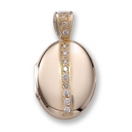 Solid 14k Premium Weight Yellow Gold Oval with Diamonds Picture Locket