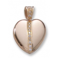 Solid 14k Premium Weight Yellow Gold Heart with Diamonds Picture Locket