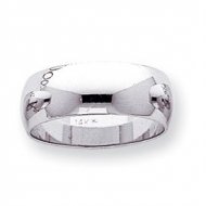 14k White Gold 7mm Half Round Wedding Band