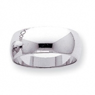 14k White Gold 8mm Half Round Wedding Band