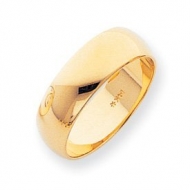 14k Yellow Gold 7mm Half Round LightWeight Wedding Band