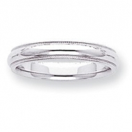 14k White Gold 4mm Milgrain Wedding Band