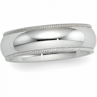 14k White Gold 5mm Milgrain Wedding Band