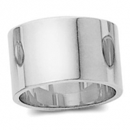 14k White Gold 12mm Flat Wedding Band