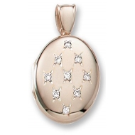 18k Premium Weight Yellow Gold Diamond Oval Locket