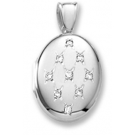 18k Premium Weight White Gold w  Diamonds Oval Locket