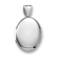 18k Premium Weight White Gold Oval Locket
