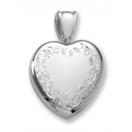 18k Premium Weight Hand Engraved White Gold Heart Picture Locket