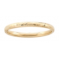 14k Gold Filled 5 1 4 Inch Children s  Heart and Leaf  Bangle Bracelet