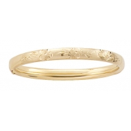 14k Gold Filled 5 1 4 Inch Children s  Floral  Bangle Bracelet