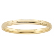 14k Gold Filled 5 1 4 In Kids Engraveable  Floral  Bangle Bracelet