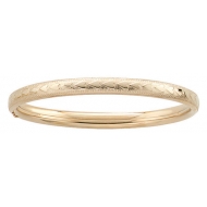 14k Gold Filled 5 3 4 In Children s  Heart   Milgrain  Bangle Bracelet