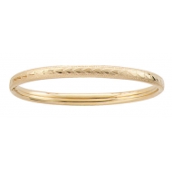 14k Gold Filled 6 1 4 In Kid s  Heart   Milgrain  Bangle Bracelet
