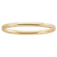 14k Gold Filled 6 1 4 In Kid s  Floral  Engraveable Bangle Bracelet