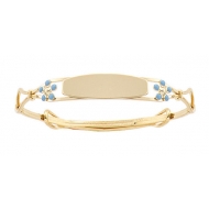 14 K Gold Filled Kid s  Blue Enamel Floral  Adjustable Wire Bracelet