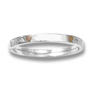 Sterling Silver Children s with 14KT Rose Gold Hearts Bangle Bracelet