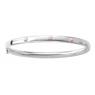 Sterling Silver Children s Pink Cubic Zirconia Bangle Bracelet