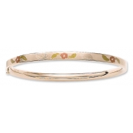14KT Yellow Gold  Children s Tri Color  Floral  Bangle Bracelet