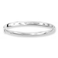 14KT White Gold Children s  Heart  Bangle Bracelet