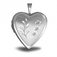 Sterling Silver Heart  Floral  Locket