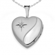 Sterling Silver Heart with Cubic Zirconia Locket