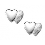 Sterling Silver Children s  Double Heart  Post Earrings