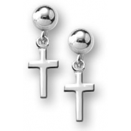 Sterling Silver Children s  Cross  Dangle Earrings