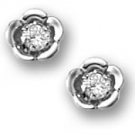 Sterling Silver Children s  Flower  Cubic Zirconia Post Earrings