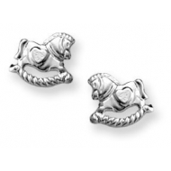 Sterling Silver Children s  Rocking Horse   Post Earrings