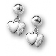 Sterling Silver Children s  Double Heart   Dangle  Earrings
