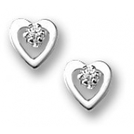 Sterling Silver Children s Open Heart Post Earrings w  Cubic Zirconia