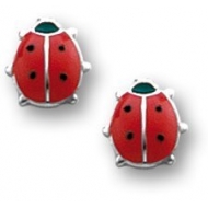 Sterling Silver Children s  LadyBug  Post Enamel Earrings