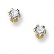 14K Yellow Gold Children s Stud Earrings with Cubic Zirconia
