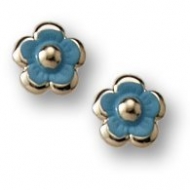 14K Yellow Gold Children s  Enamel  Flower  Post Earrings