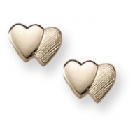 14K Yellow Gold Children s  Double Heart  Safety Back Earrings