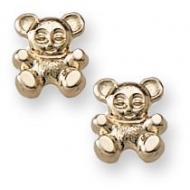 14K Yellow Gold Children s  Teddy Bear  Safety Back Earrings