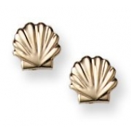 14K Yellow Gold Children s  Shell  Safety Back Earrings
